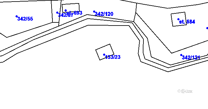 Parcela st. 133/23 v KÚ Štíhlice, Katastrální mapa