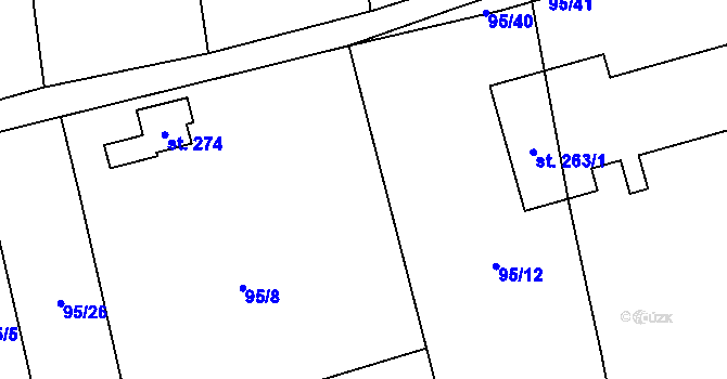 Parcela st. 95/7 v KÚ Štíhlice, Katastrální mapa