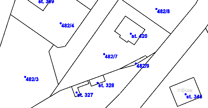 Parcela st. 482/7 v KÚ Štíhlice, Katastrální mapa