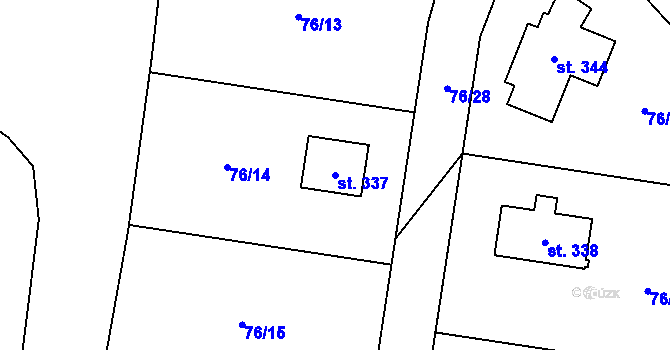 Parcela st. 337 v KÚ Štíhlice, Katastrální mapa