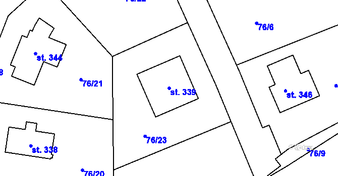 Parcela st. 339 v KÚ Štíhlice, Katastrální mapa