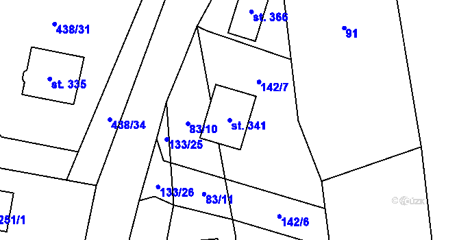 Parcela st. 341 v KÚ Štíhlice, Katastrální mapa