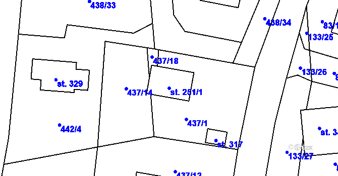 Parcela st. 251/1 v KÚ Štíhlice, Katastrální mapa
