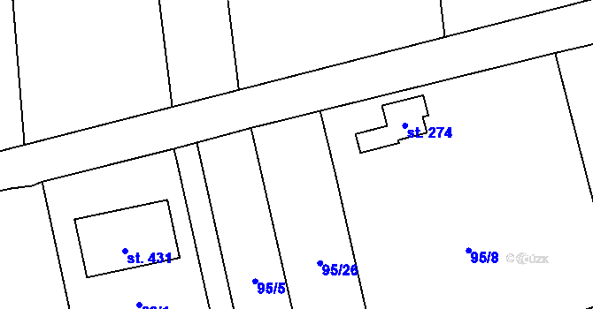 Parcela st. 95/27 v KÚ Štíhlice, Katastrální mapa