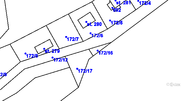 Parcela st. 172/16 v KÚ Štíhlice, Katastrální mapa