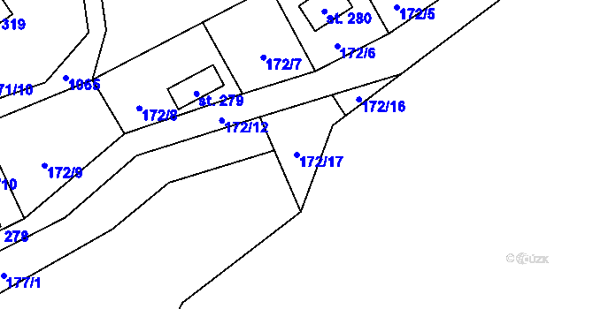 Parcela st. 172/17 v KÚ Štíhlice, Katastrální mapa