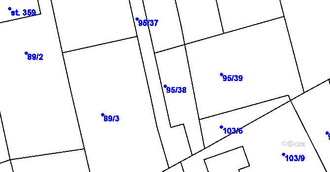 Parcela st. 95/38 v KÚ Štíhlice, Katastrální mapa