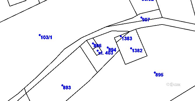 Parcela st. 403 v KÚ Štíhlice, Katastrální mapa