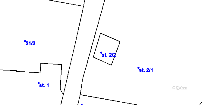 Parcela st. 2/2 v KÚ Doubravice, Katastrální mapa
