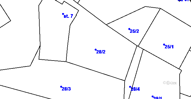 Parcela st. 28/2 v KÚ Doubravice, Katastrální mapa