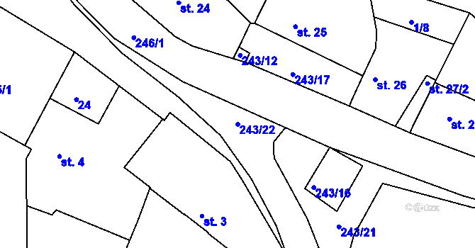 Parcela st. 243/22 v KÚ Doubravice, Katastrální mapa