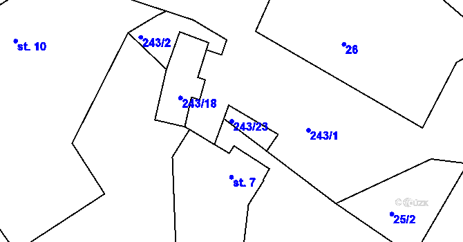 Parcela st. 243/23 v KÚ Doubravice, Katastrální mapa