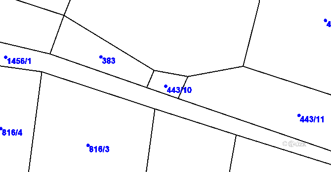 Parcela st. 443/10 v KÚ Doubravice u Strakonic, Katastrální mapa