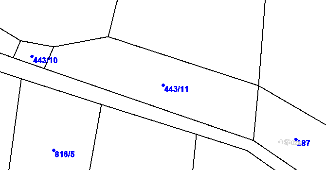 Parcela st. 443/11 v KÚ Doubravice u Strakonic, Katastrální mapa