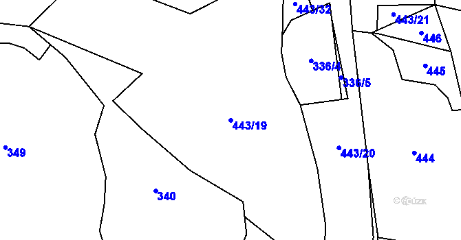 Parcela st. 443/19 v KÚ Doubravice u Strakonic, Katastrální mapa