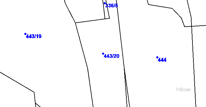 Parcela st. 443/20 v KÚ Doubravice u Strakonic, Katastrální mapa