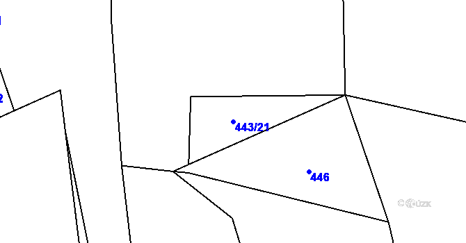 Parcela st. 443/21 v KÚ Doubravice u Strakonic, Katastrální mapa