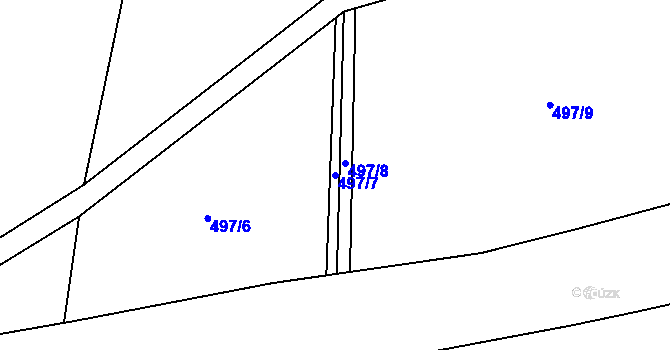 Parcela st. 497/7 v KÚ Doubravice u Strakonic, Katastrální mapa