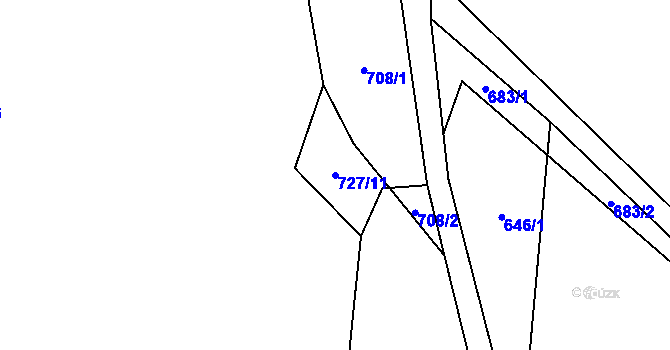 Parcela st. 727/11 v KÚ Doubravice u Strakonic, Katastrální mapa