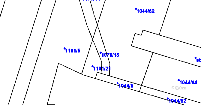 Parcela st. 1076/15 v KÚ Doubravice u Strakonic, Katastrální mapa