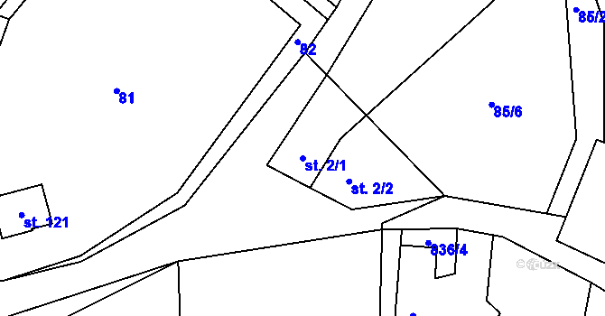 Parcela st. 2/1 v KÚ Doubravice u Strakonic, Katastrální mapa