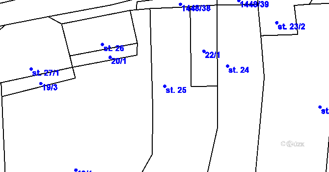 Parcela st. 25 v KÚ Doubravice u Strakonic, Katastrální mapa