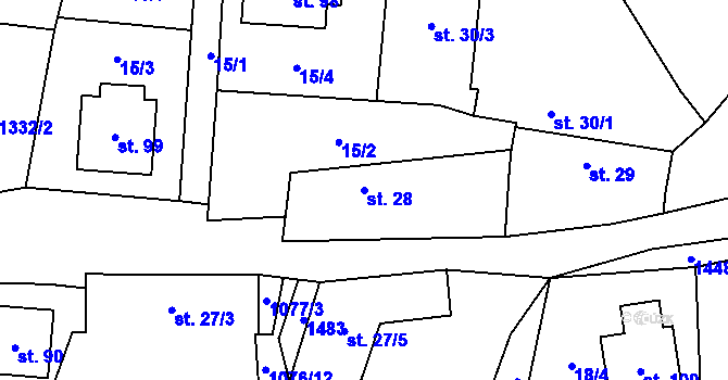 Parcela st. 28 v KÚ Doubravice u Strakonic, Katastrální mapa