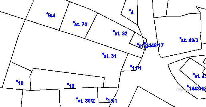 Parcela st. 31 v KÚ Doubravice u Strakonic, Katastrální mapa