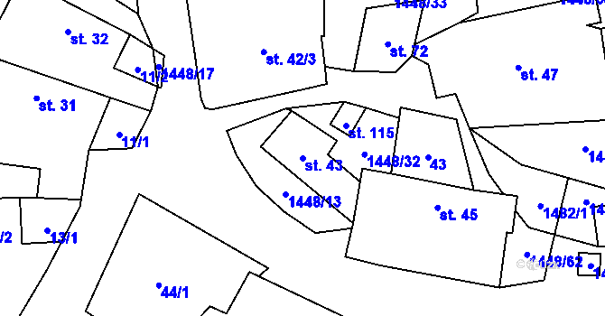 Parcela st. 43 v KÚ Doubravice u Strakonic, Katastrální mapa