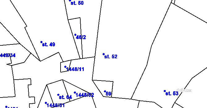 Parcela st. 52 v KÚ Doubravice u Strakonic, Katastrální mapa