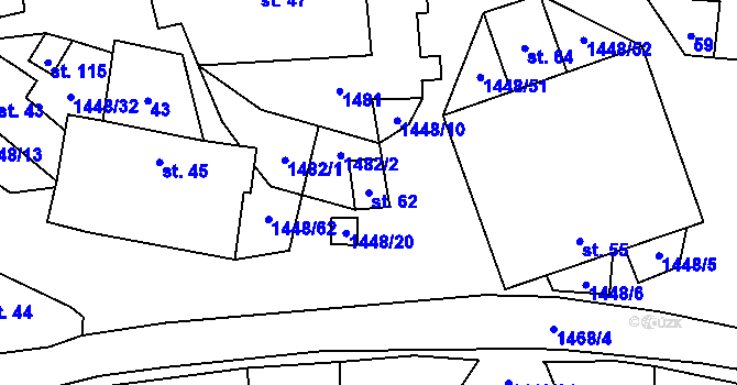 Parcela st. 62 v KÚ Doubravice u Strakonic, Katastrální mapa