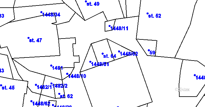 Parcela st. 64 v KÚ Doubravice u Strakonic, Katastrální mapa