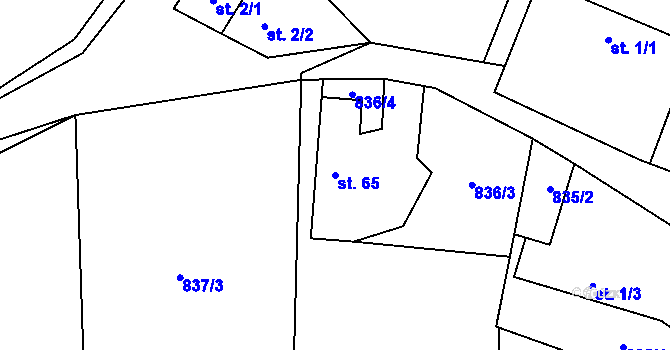 Parcela st. 65 v KÚ Doubravice u Strakonic, Katastrální mapa