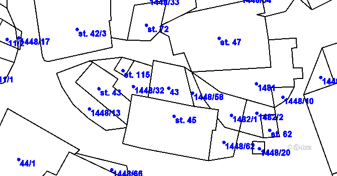 Parcela st. 43 v KÚ Doubravice u Strakonic, Katastrální mapa