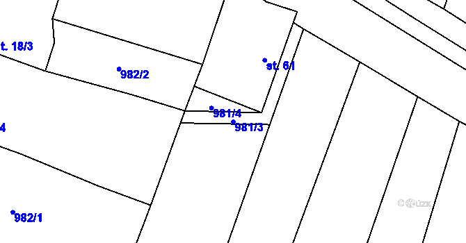 Parcela st. 981/3 v KÚ Doubravice u Strakonic, Katastrální mapa