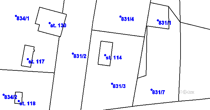 Parcela st. 114 v KÚ Doubravice u Strakonic, Katastrální mapa