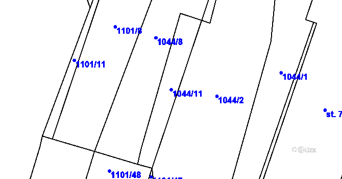 Parcela st. 1044/11 v KÚ Doubravice u Strakonic, Katastrální mapa