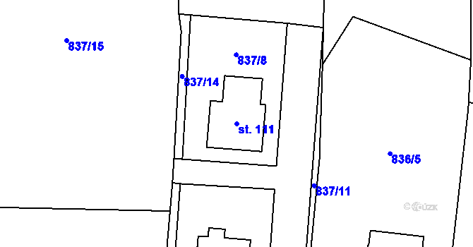 Parcela st. 111 v KÚ Doubravice u Strakonic, Katastrální mapa