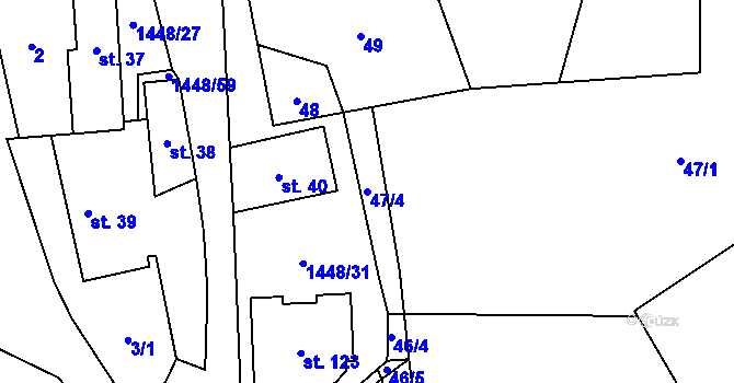 Parcela st. 47/4 v KÚ Doubravice u Strakonic, Katastrální mapa