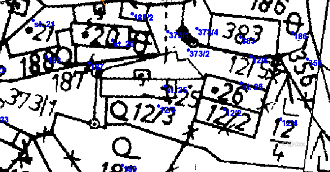Parcela st. 25 v KÚ Lažany u Doubravice, Katastrální mapa