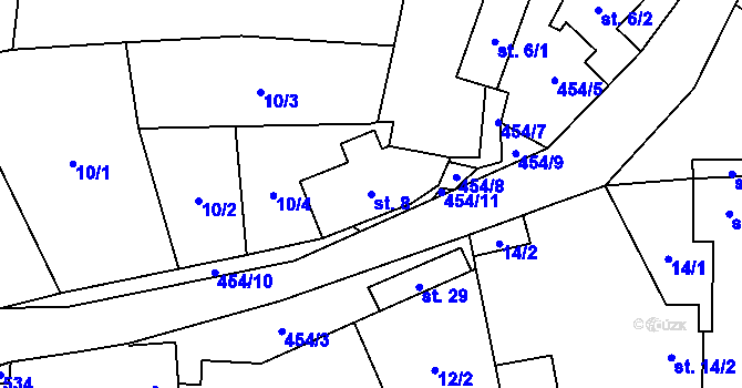 Parcela st. 8 v KÚ Nahošín, Katastrální mapa