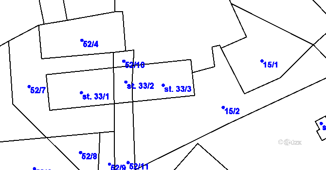 Parcela st. 33/3 v KÚ Nahošín, Katastrální mapa