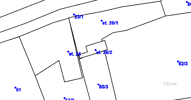 Parcela st. 26/2 v KÚ Nahošín, Katastrální mapa