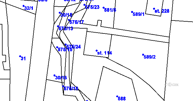 Parcela st. 114 v KÚ Doubravice u Dvora Králové, Katastrální mapa