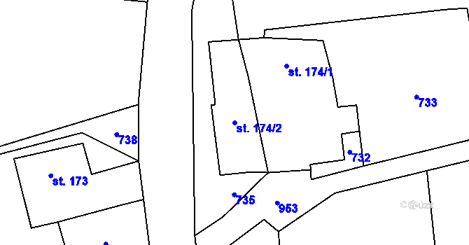 Parcela st. 174/2 v KÚ Doubravice u Dvora Králové, Katastrální mapa