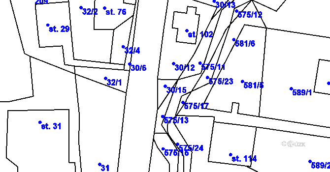 Parcela st. 30/15 v KÚ Doubravice u Dvora Králové, Katastrální mapa