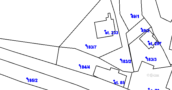 Parcela st. 183/7 v KÚ Doubravice u Dvora Králové, Katastrální mapa