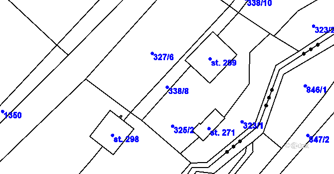 Parcela st. 338/8 v KÚ Doubravice u Dvora Králové, Katastrální mapa