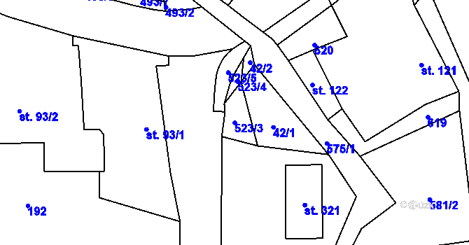 Parcela st. 523/3 v KÚ Doubravice u Dvora Králové, Katastrální mapa