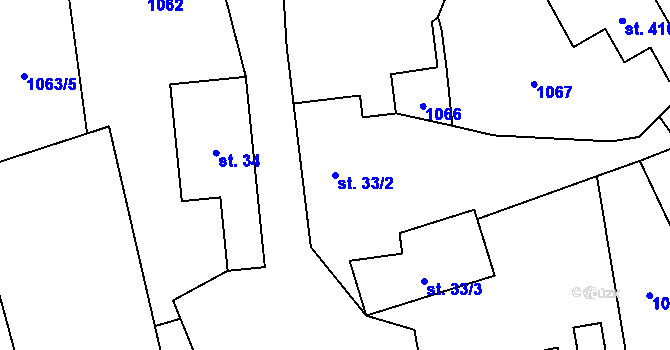 Parcela st. 33/2 v KÚ Doubravice nad Svitavou, Katastrální mapa